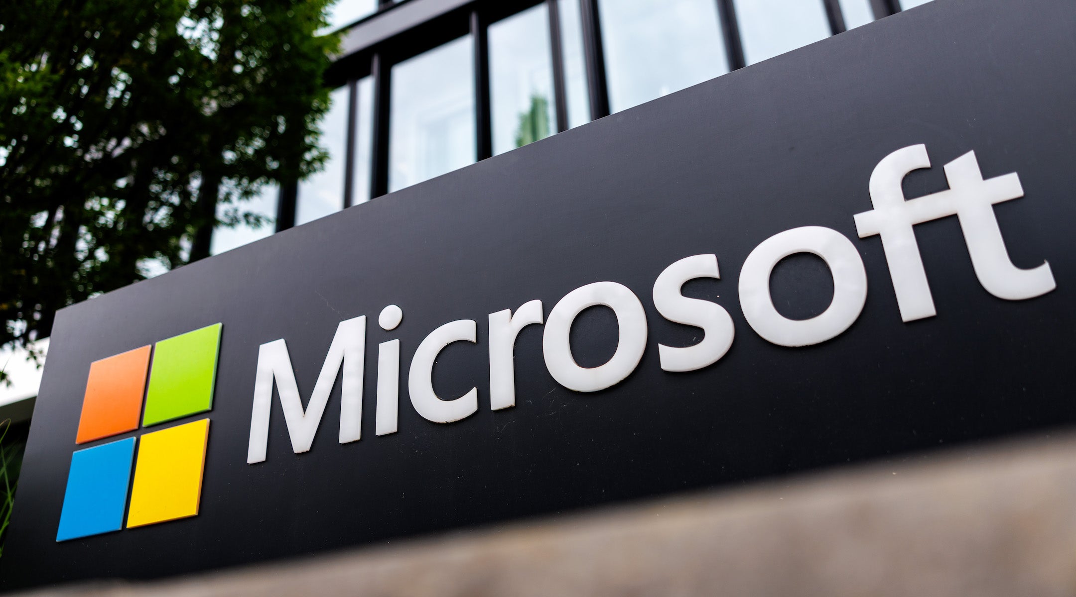 A photo of the microsoft logo.